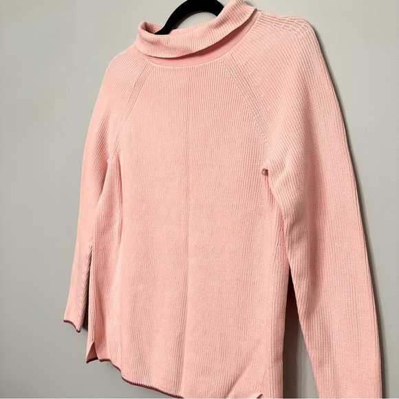 Talbots 100% Pima Cotton Cowl Neck Sweater Pink Ribbed & Knit Size Small - Picture 2 of 10
